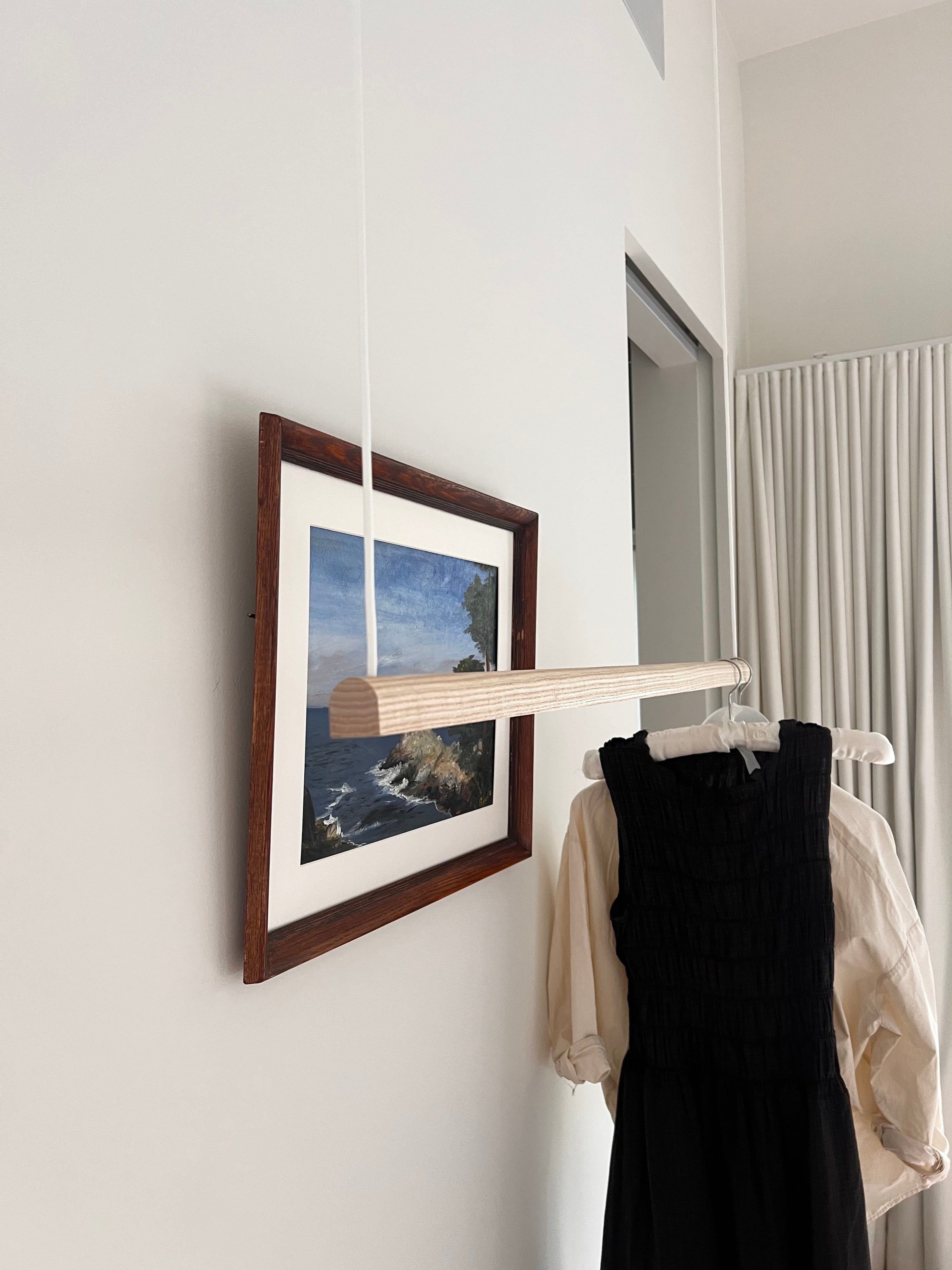 Ceiling Clothing Rack - Wood