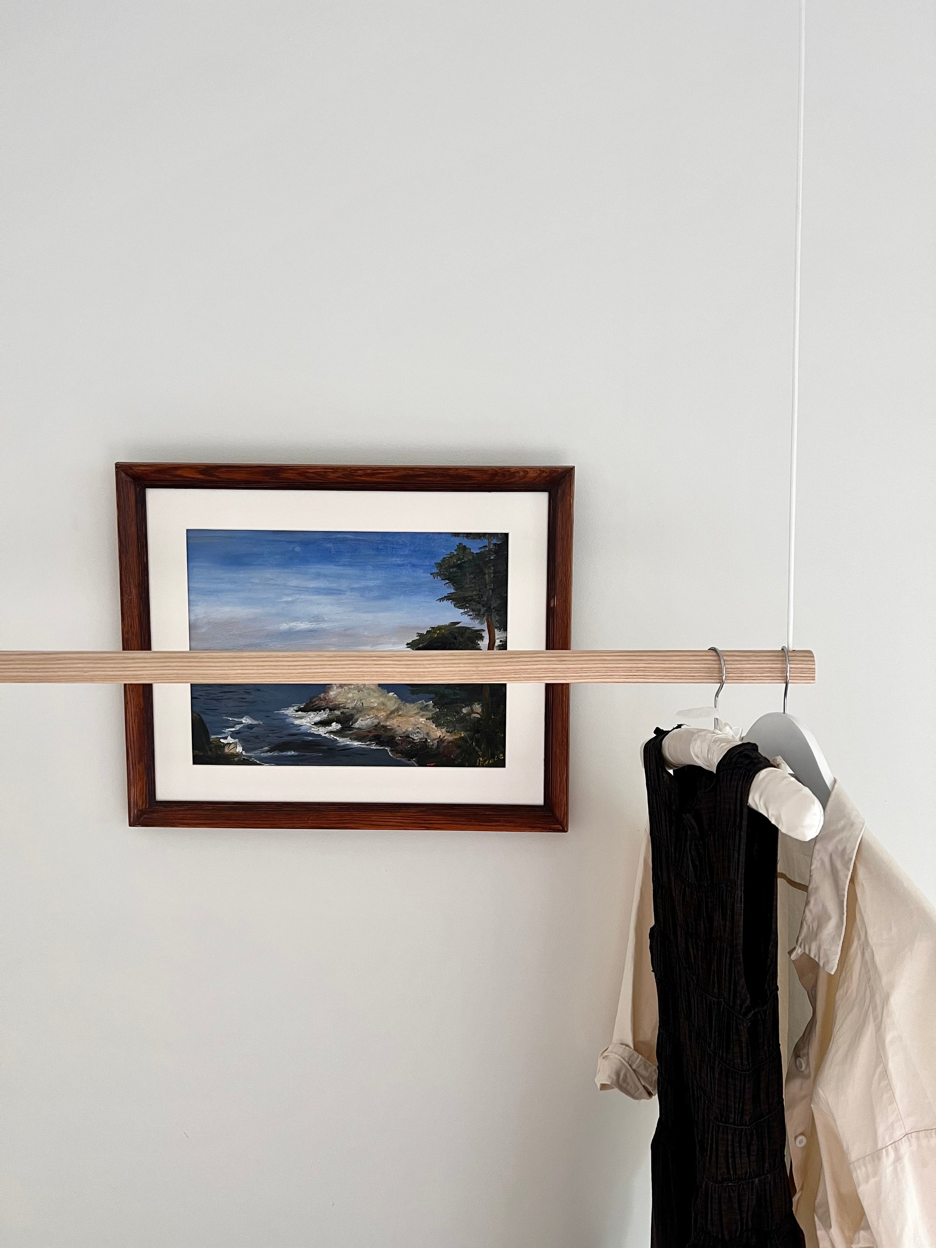 Ceiling Clothing Rack - Wood