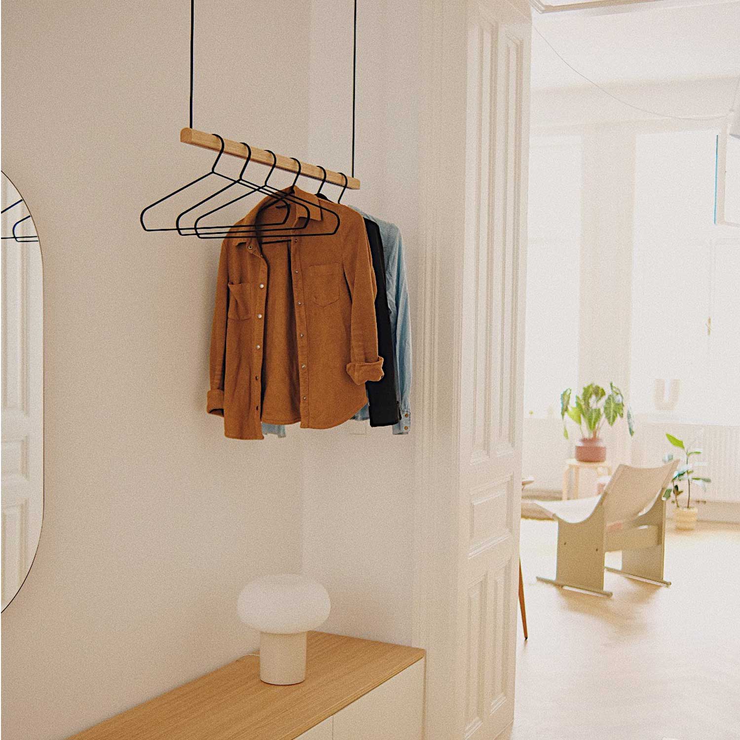 Wardrobe Rail Roof Mounted Clothes Hanger Ceiling Clothing Rack