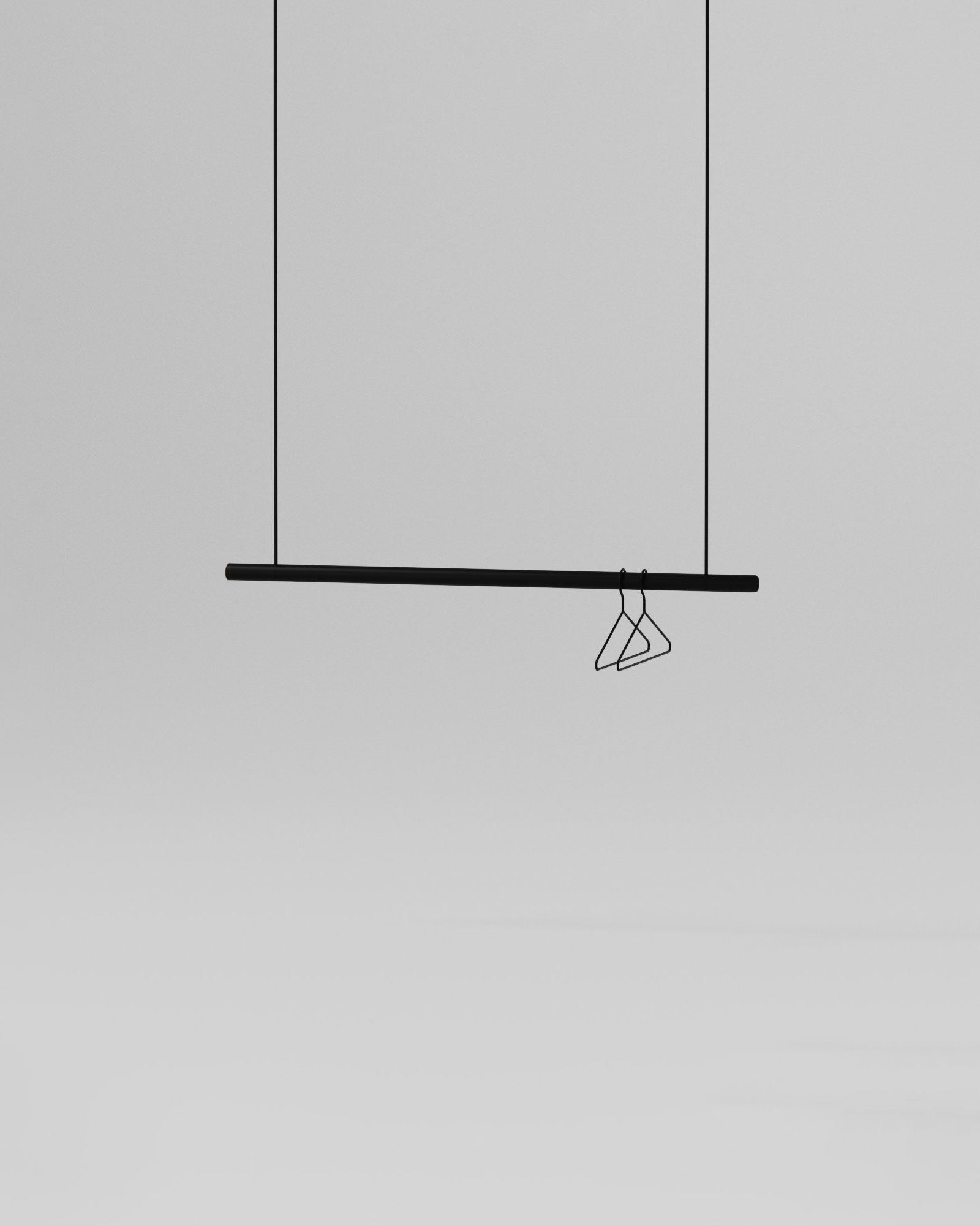 Hanging black garment rack