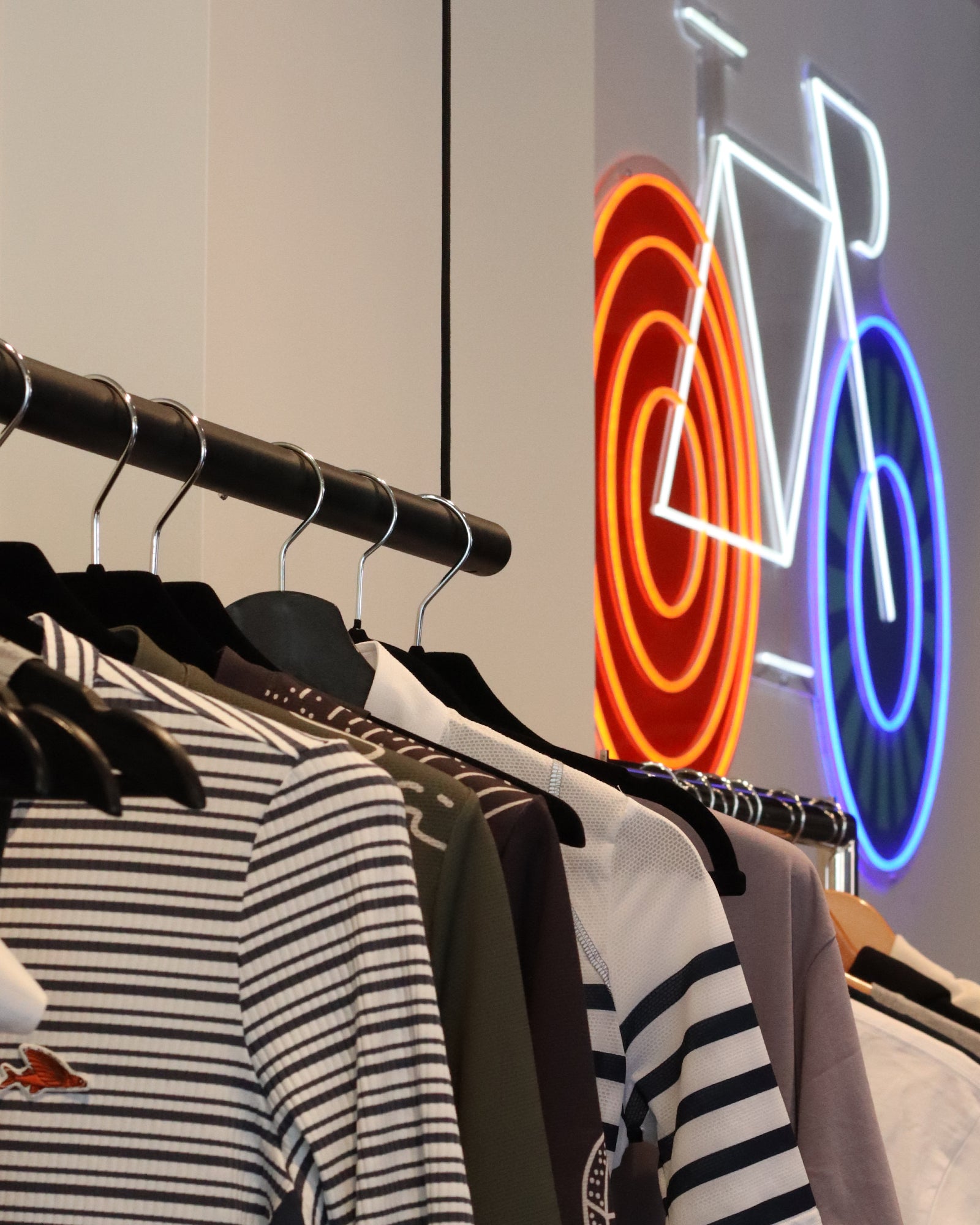 Clothing racks for bicylce store
